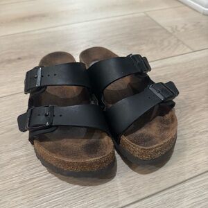 Birkenstock Arizona Black Birko-Flor Sandals with Buckles